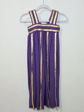 Royal Roe Purple Maxi Dress with Gold Trim Cotton Stretch Girls Size 2-3T